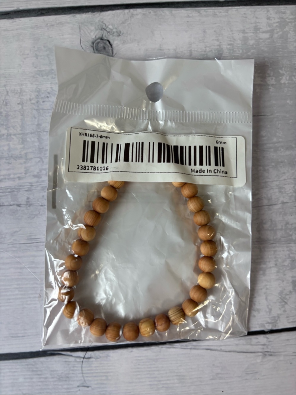 Natural Wood Bead Elastic Bracelet - Tan *Free with Bundle 3+items*